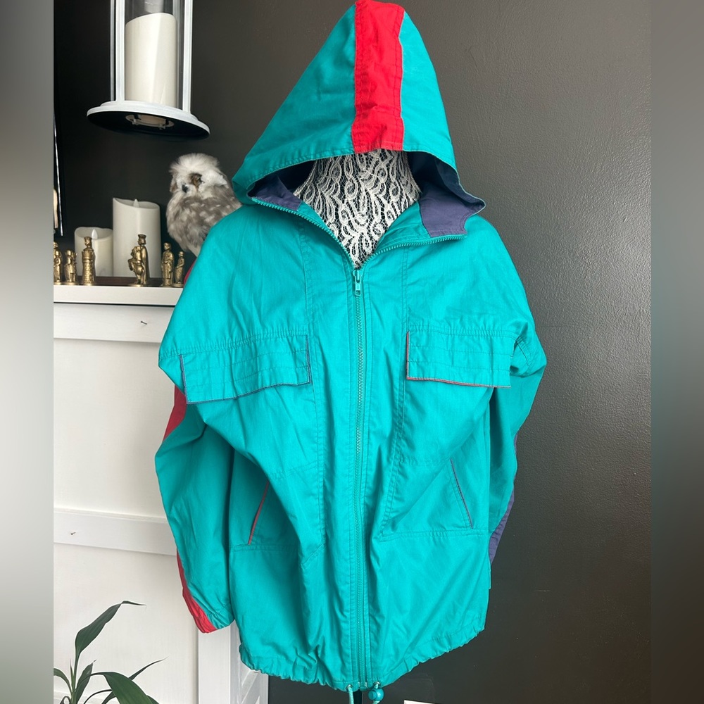 Teal Adjustable Zip-Up Windbreaker